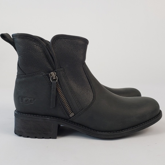 ugg lavelle zip boots black leather